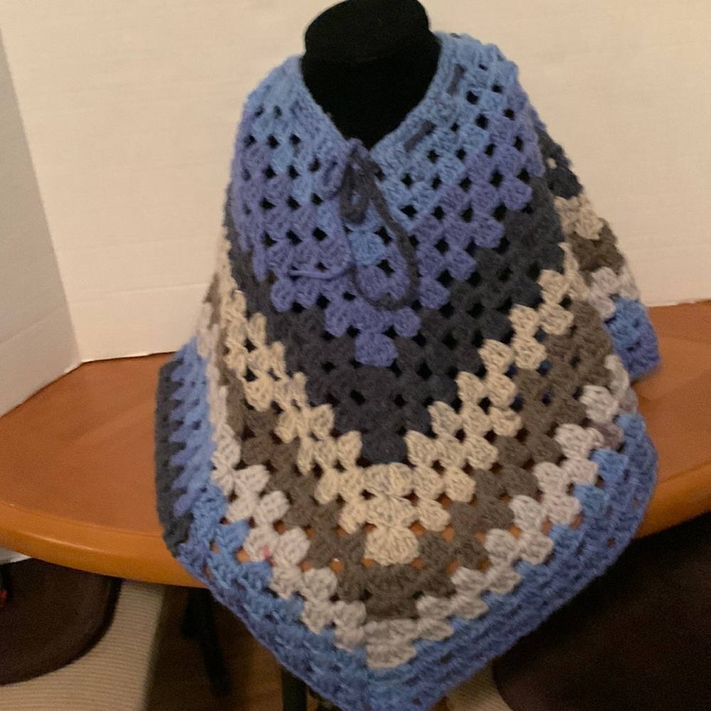 Hand crocheted poncho girls size medium